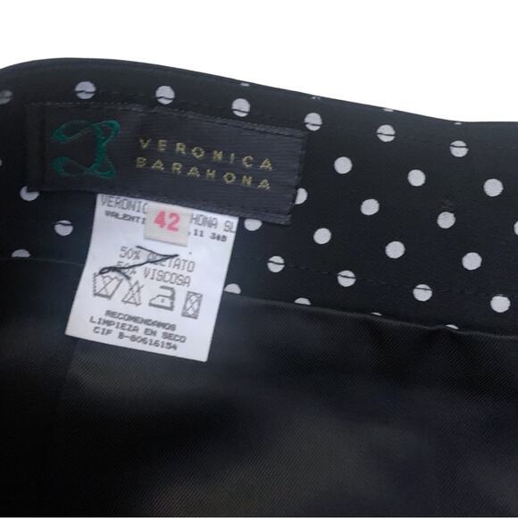 Vintage Veronica Barahona Black White Polka Dot Pencil Skirt Size Small Short - Picture 3 of 11